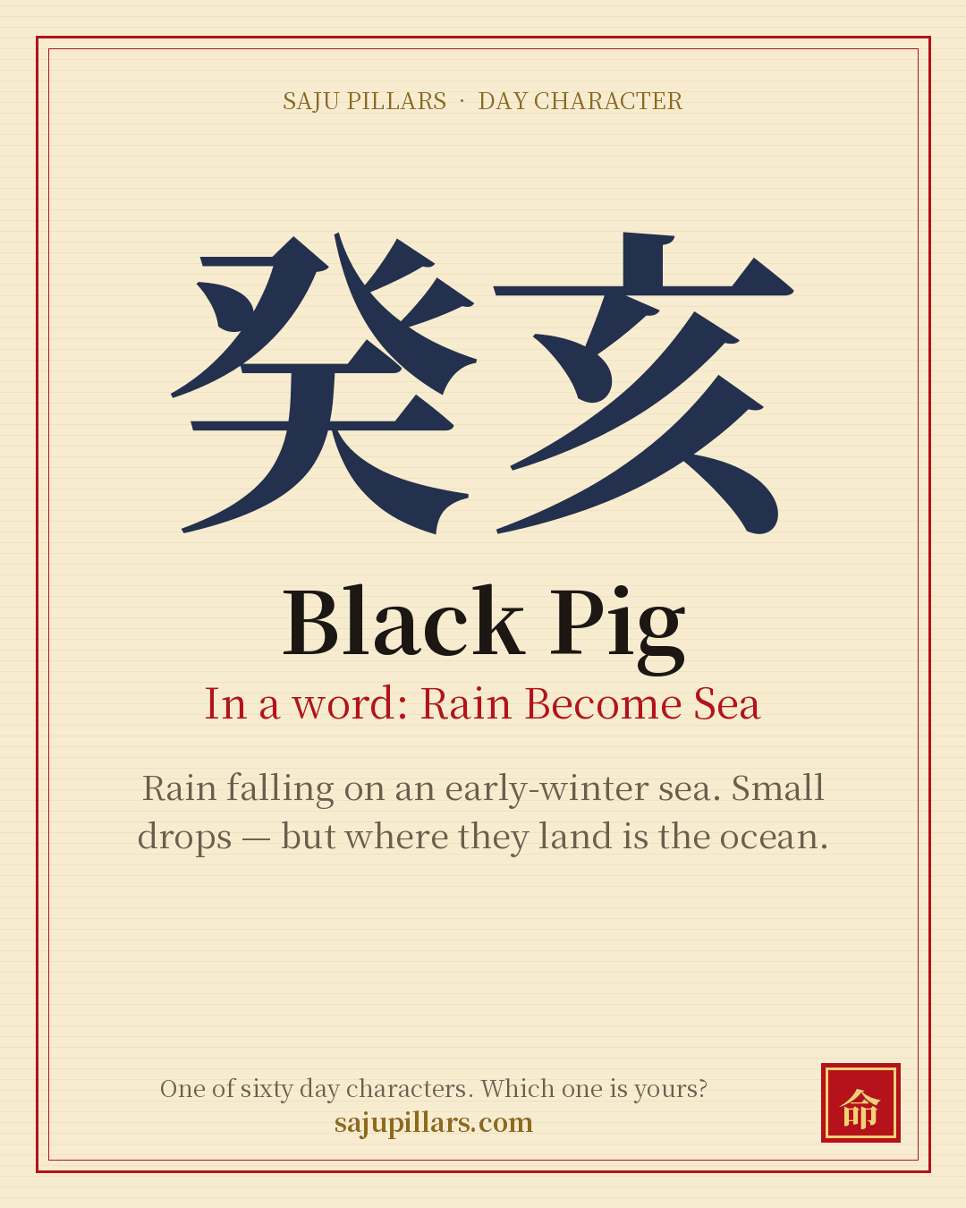 Black Pig 癸亥 — Korean day character card