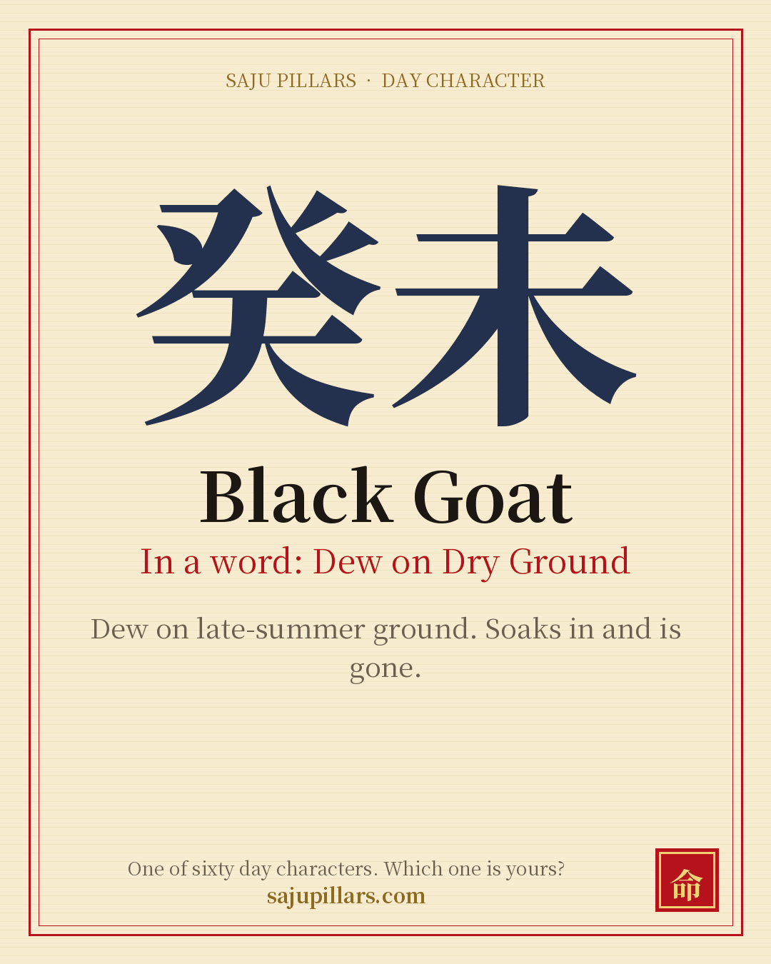 Black Goat 癸未 — Korean day character card
