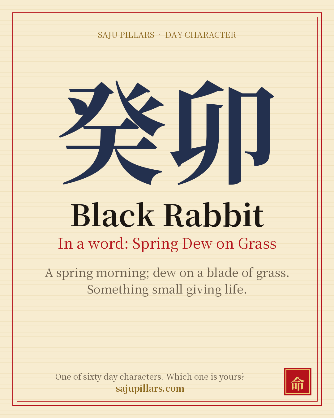 Black Rabbit 癸卯 — Korean day character card