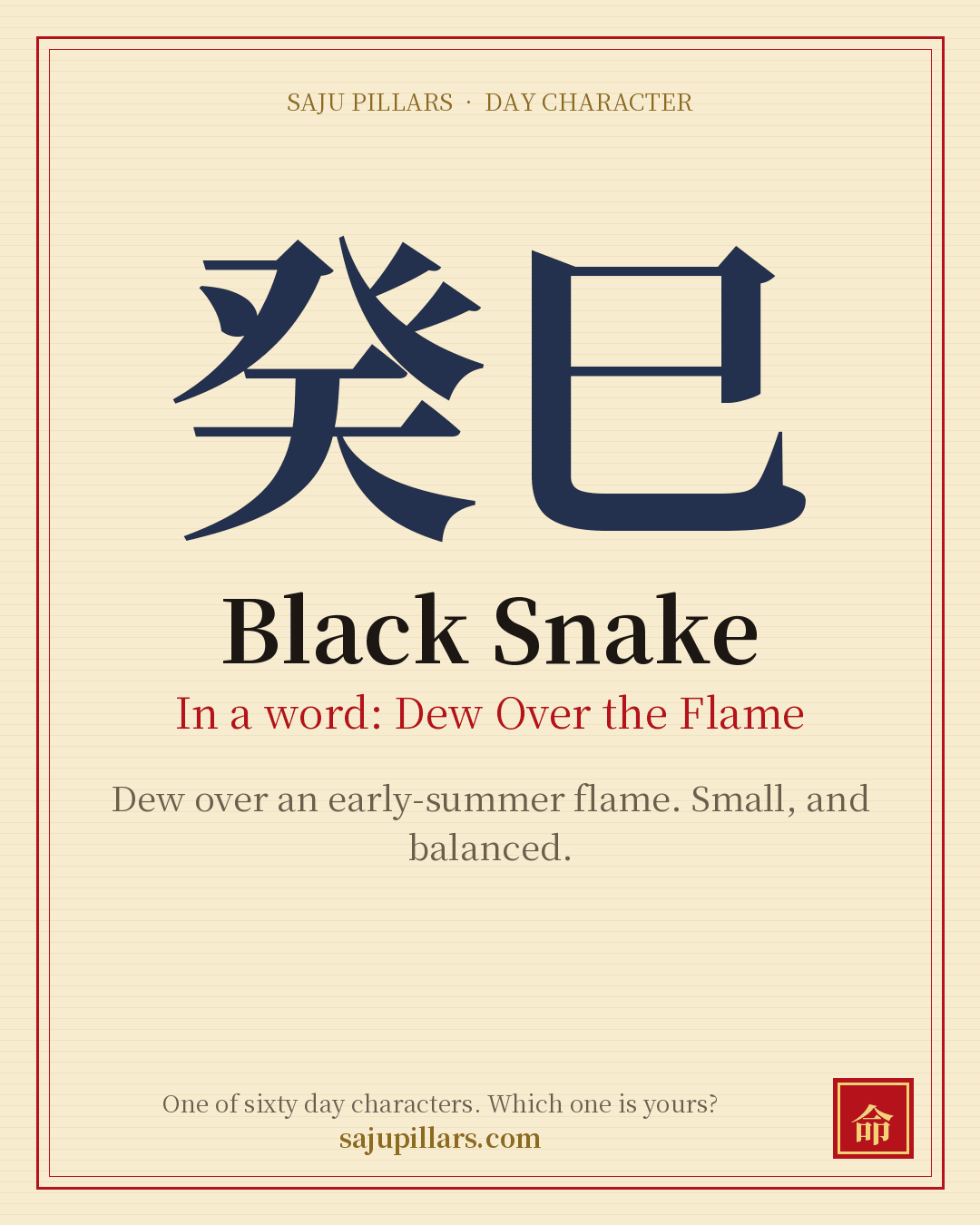 Black Snake 癸巳 — Korean day character card